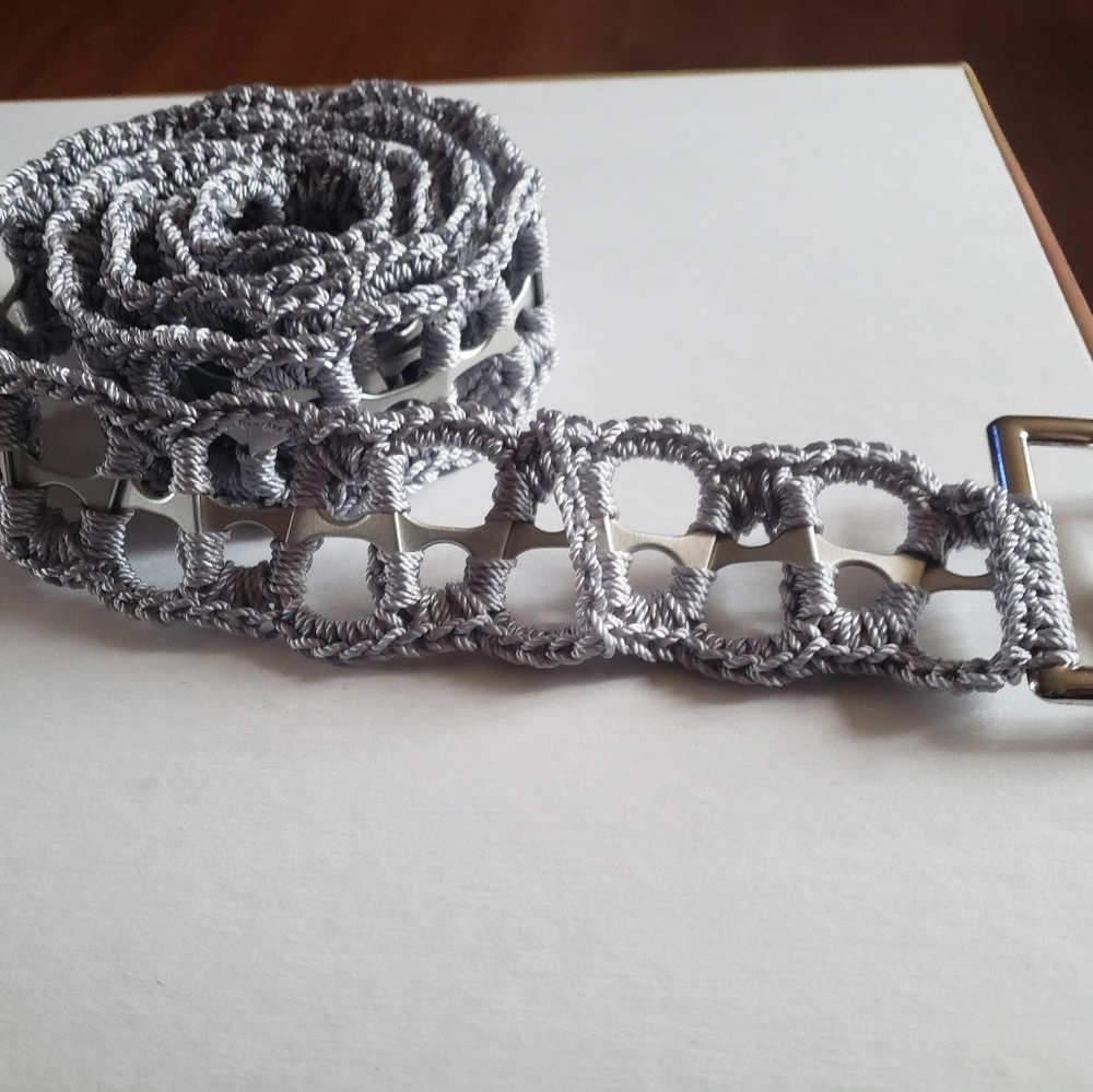 Silver Crochet Pull Tab Belt